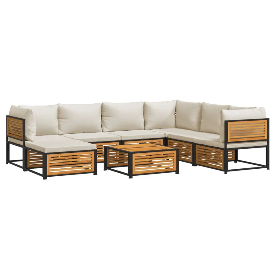 Salon de jardin avec coussins 8 pcs bois massif d'acacia - 2