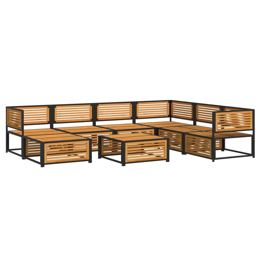 Salon de jardin avec coussins 8 pcs bois massif d'acacia - 3