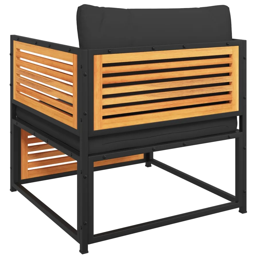 Chaise de jardin avec coussins bois massif d'acacia - 7