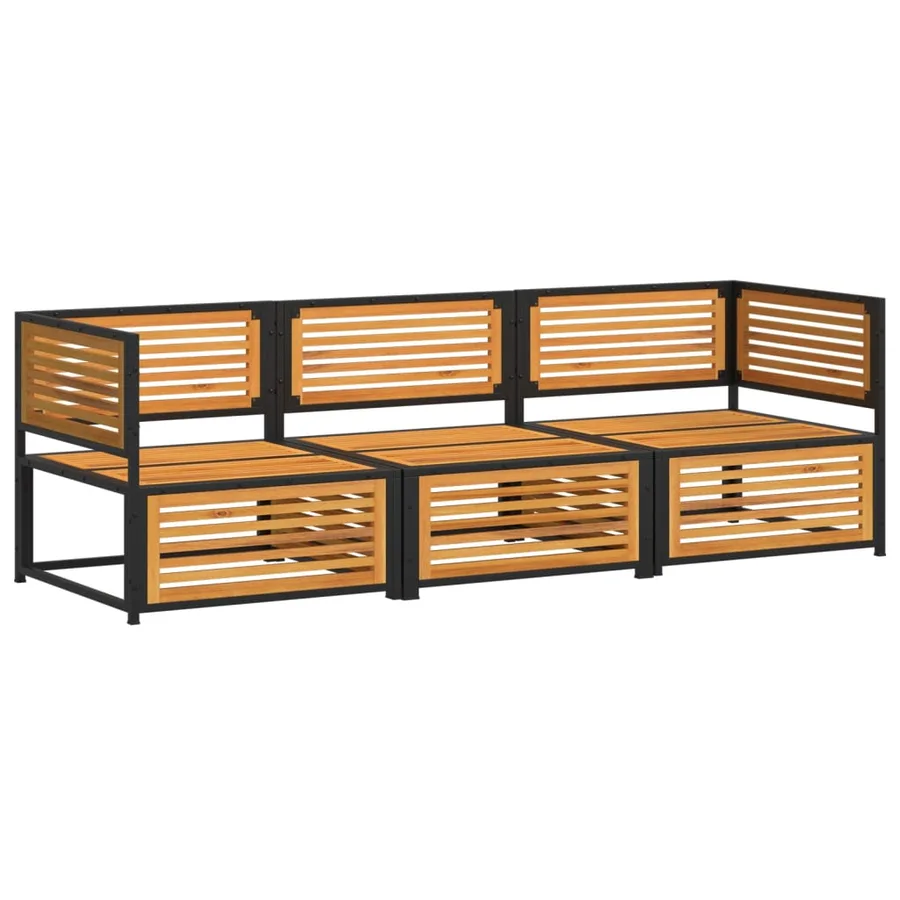 Salon de jardin avec coussins 3 pcs bois massif d'acacia - 3