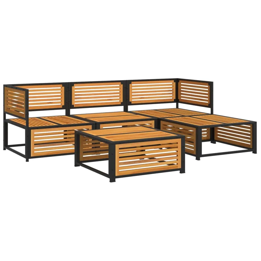 Salon de jardin avec coussins 5 pcs Bois d'acacia solide - 3