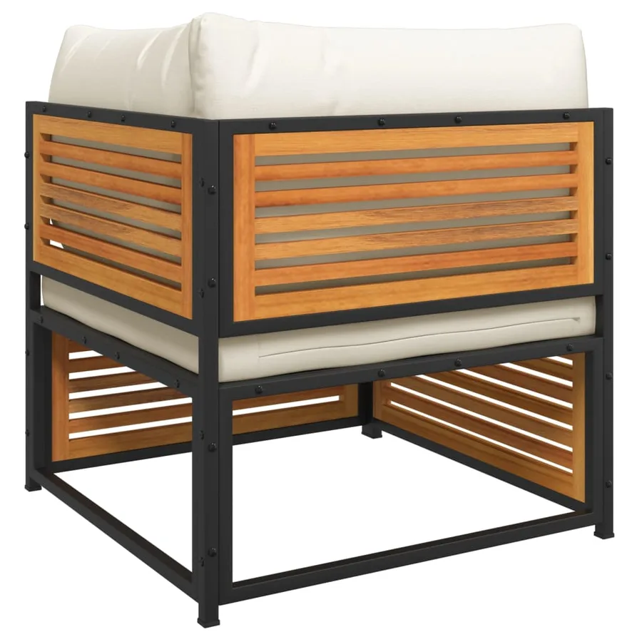 Salon de jardin avec coussins 5 pcs Bois d'acacia solide - 8