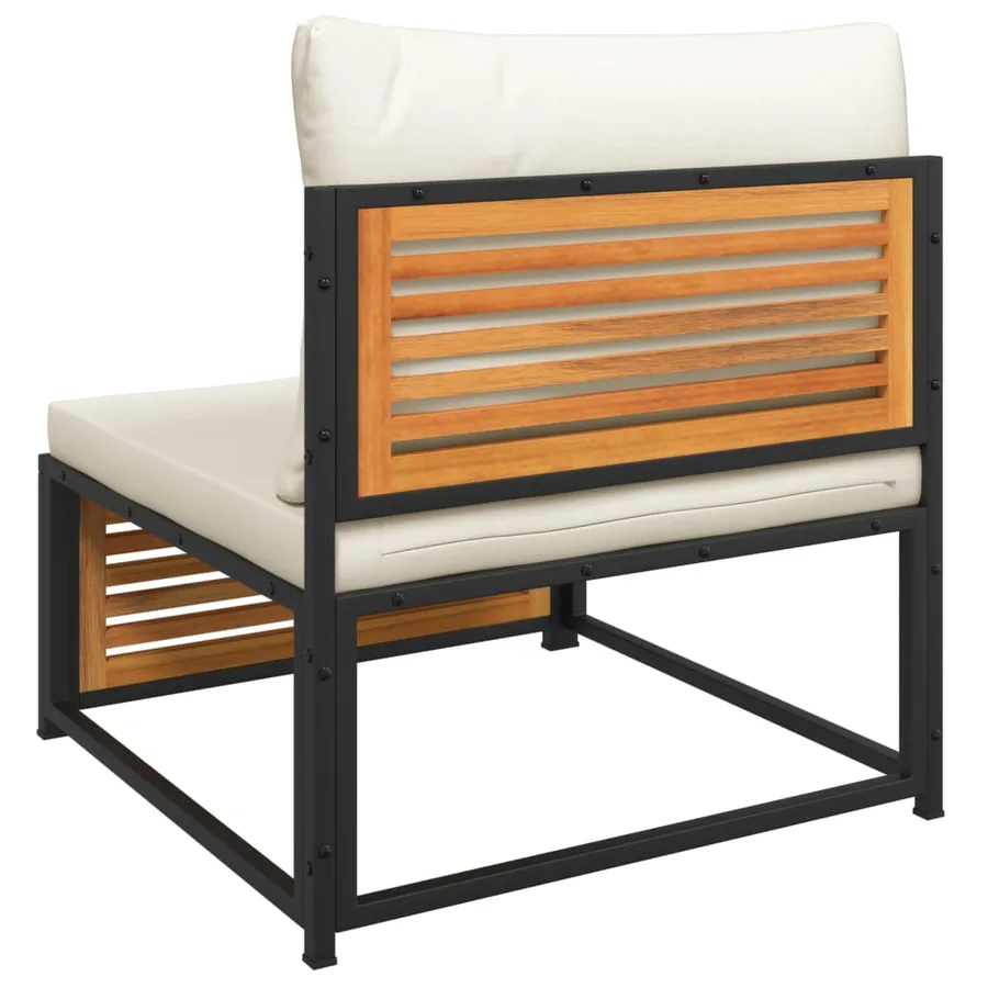 Salon de jardin avec coussins 5 pcs Bois d'acacia solide - 9