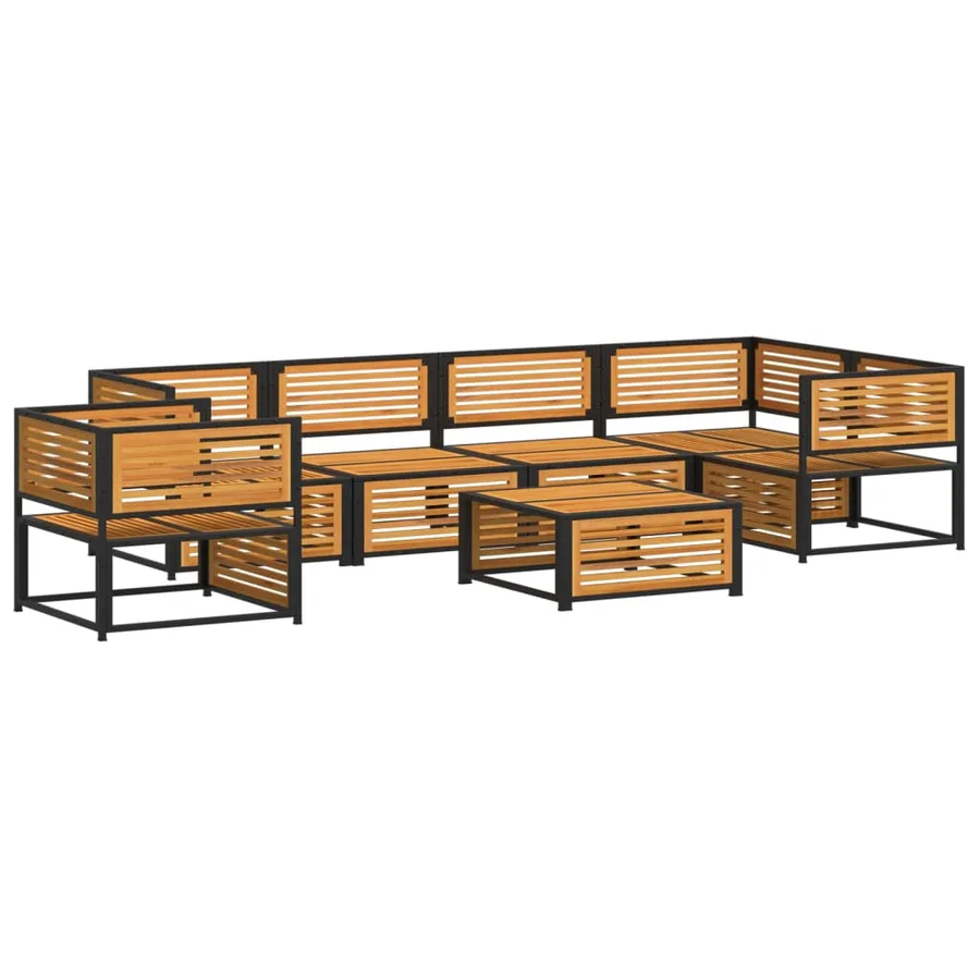 Salon de jardin avec coussins 7 pcs bois massif d'acacia - 3