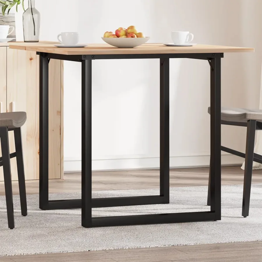 Table à manger cadre en O 90x90x75 cm bois de pin massif acier