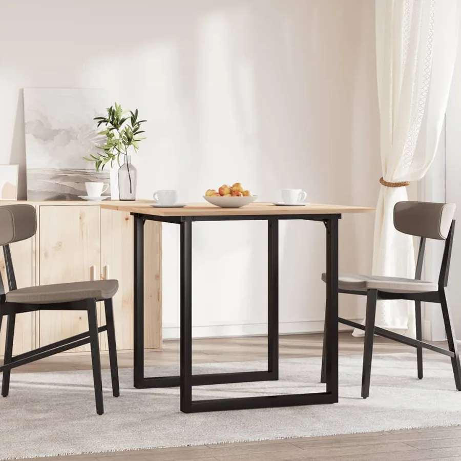 Table à manger cadre en O 90x90x75 cm bois de pin massif acier - 3