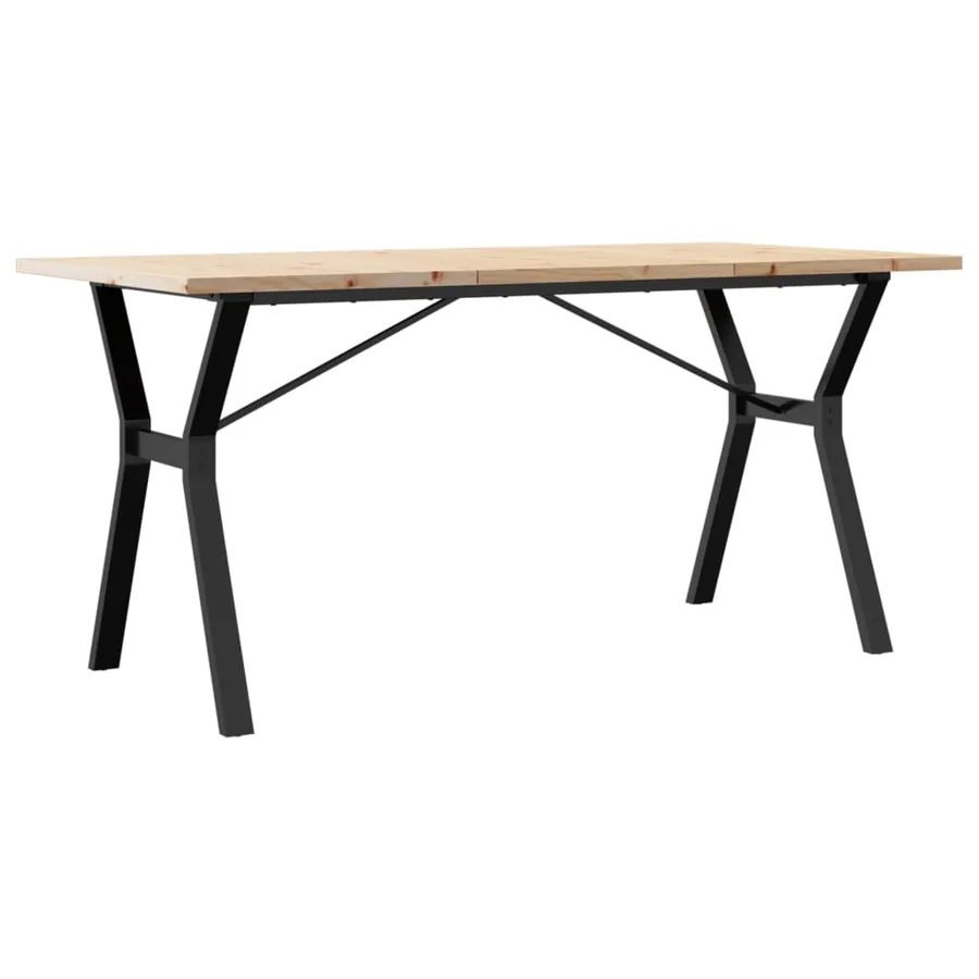 Table à manger cadre en Y 140x80x75,5 cm bois pin massif acier - 2