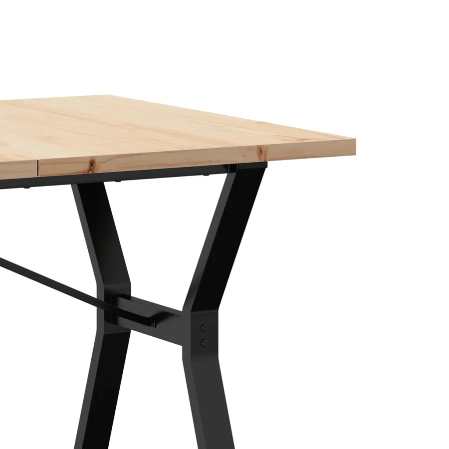 Table à manger cadre en Y 140x80x75,5 cm bois pin massif acier - 7