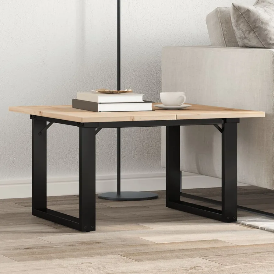Table basse cadre en O 60x60x40 cm bois de pin massif et acier