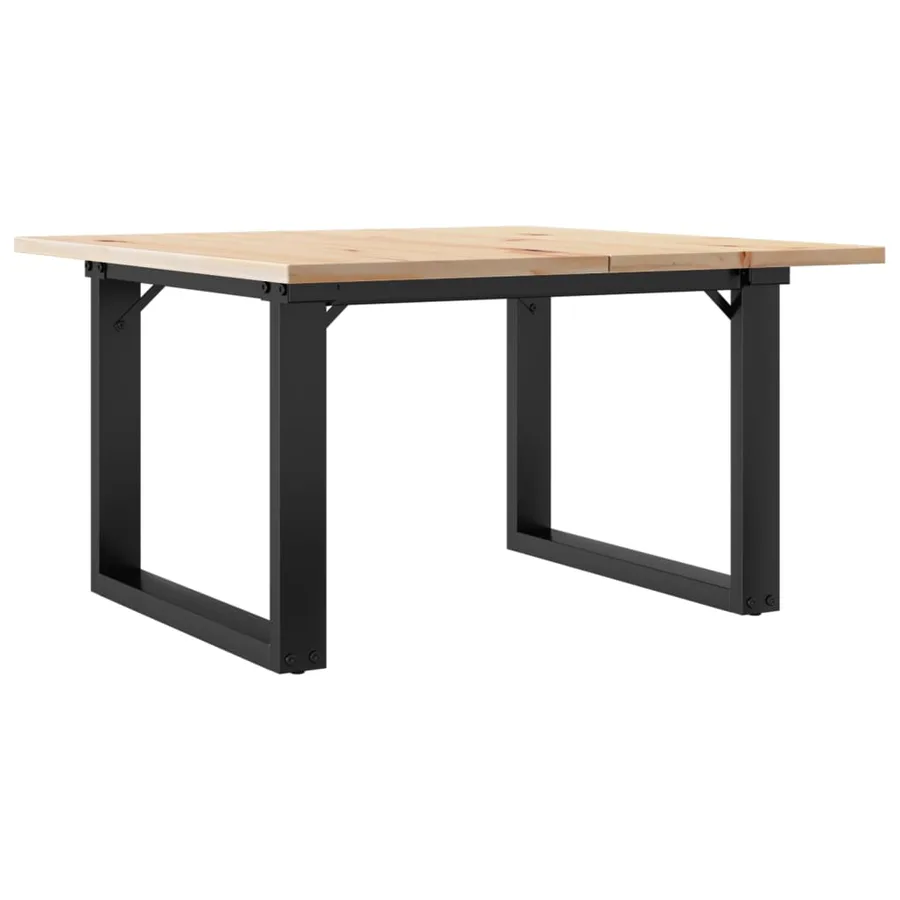 Table basse cadre en O 60x60x40 cm bois de pin massif et acier - 6