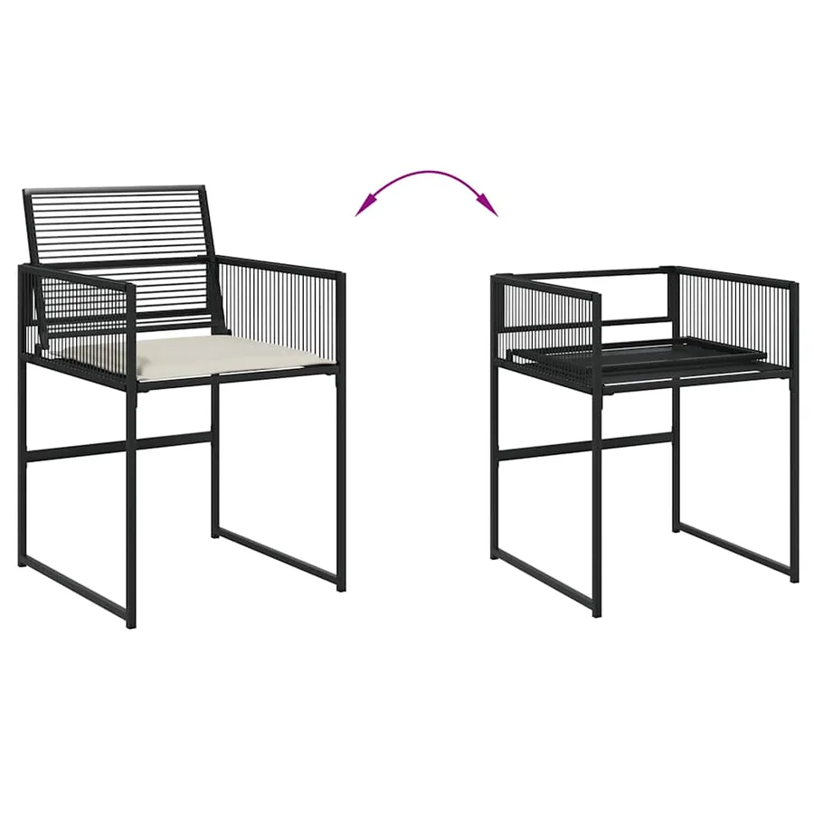 Ensemble à manger de jardin 9pcs coussins noir résine tressée - 4
