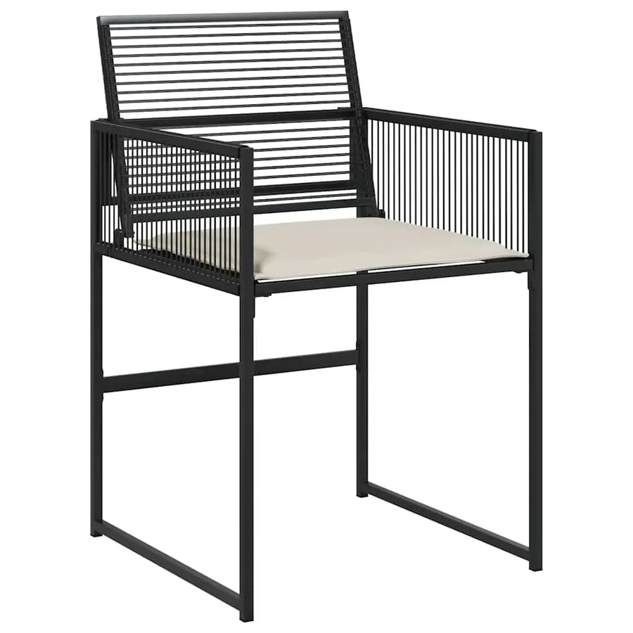 Ensemble à manger de jardin 9pcs coussins noir résine tressée - 6