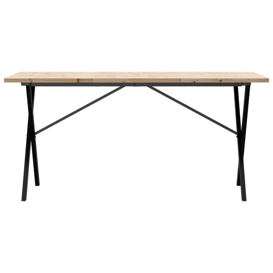 Table à manger cadre en X 160x80x75,5 cm bois pin massif acier - 4