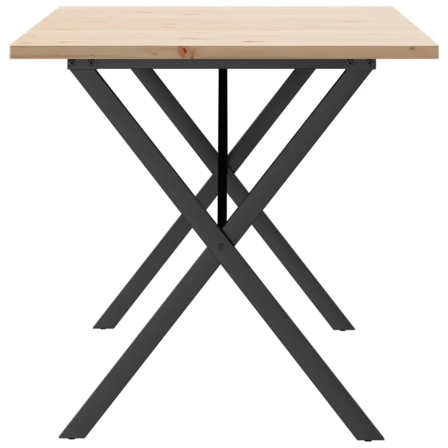 Table à manger cadre en X 160x80x75,5 cm bois pin massif acier - 5