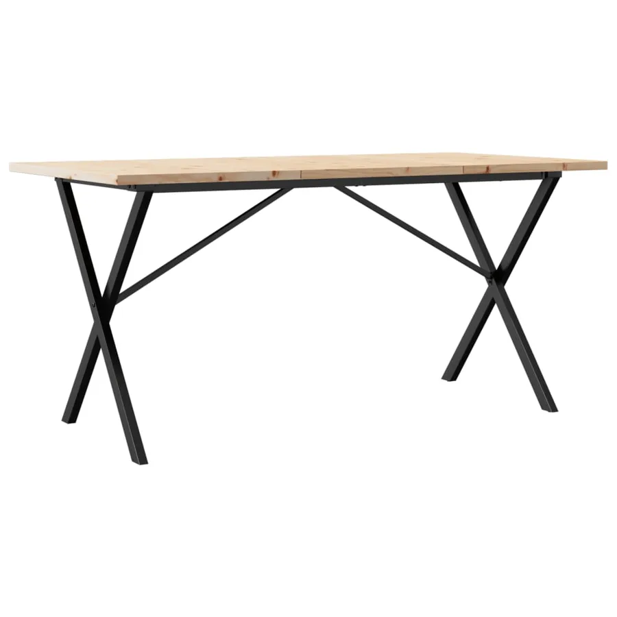 Table à manger cadre en X 160x80x75,5 cm bois pin massif acier - 6