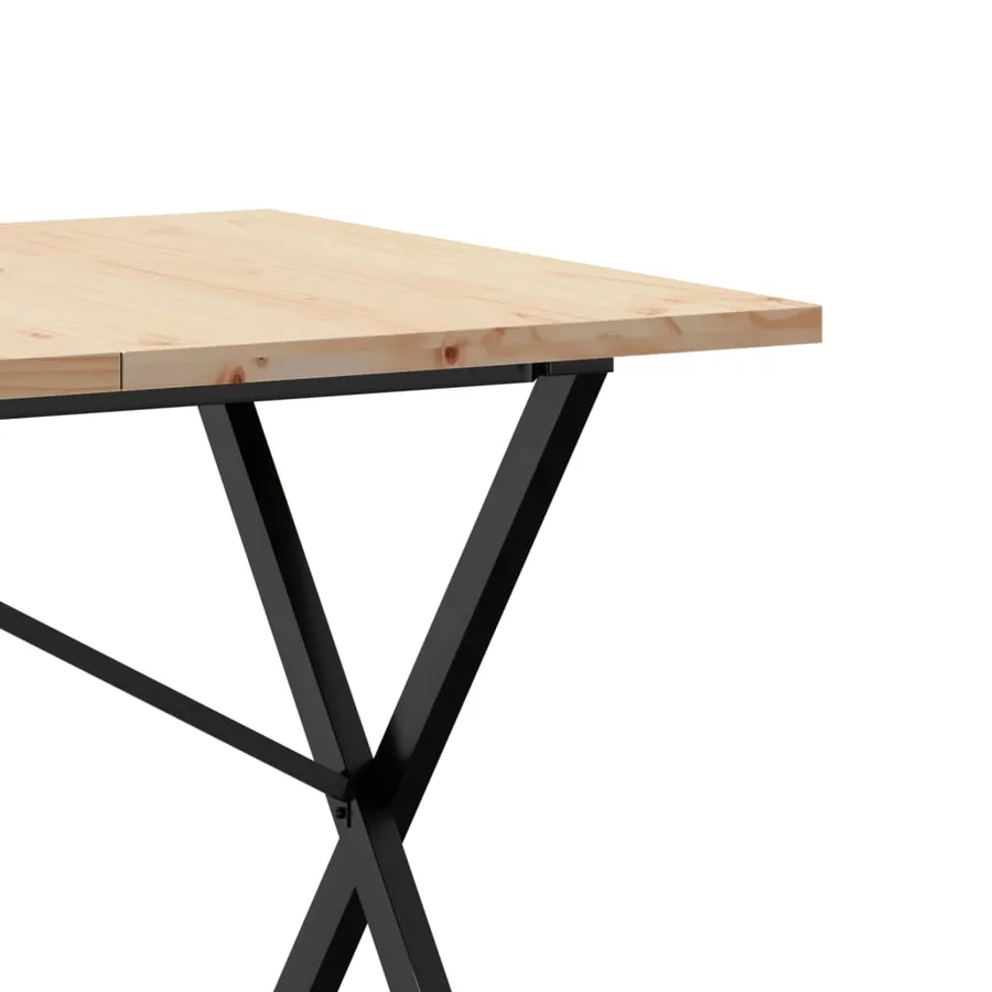 Table à manger cadre en X 160x80x75,5 cm bois pin massif acier - 7