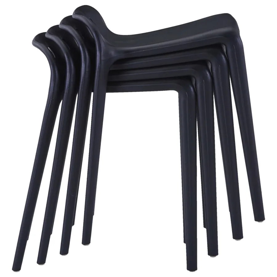 Tabourets empilables lot de 4 noir plastique - 2