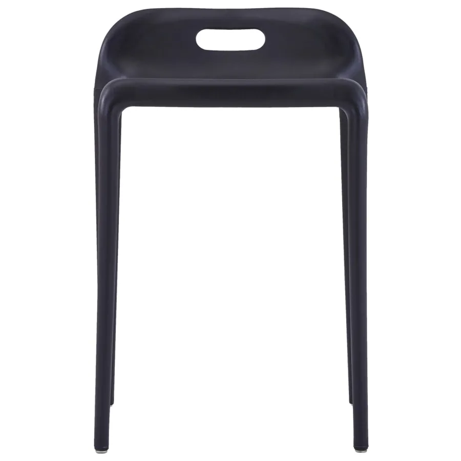 Tabourets empilables lot de 4 noir plastique - 3
