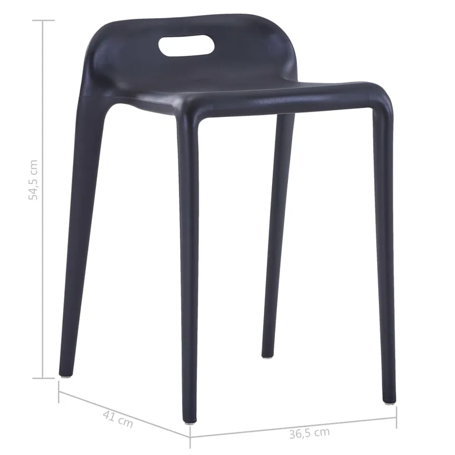 Tabourets empilables lot de 4 noir plastique - 8