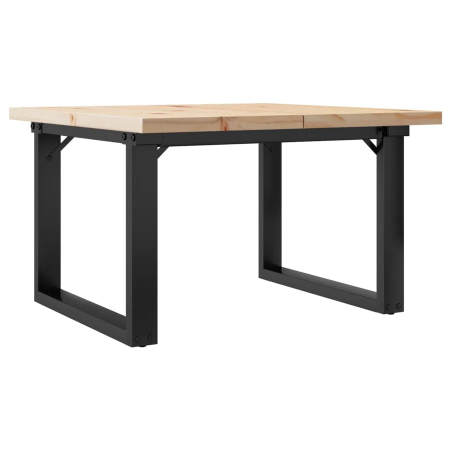 Table basse cadre en O 70x70x40,5cm bois de pin massif et acier - 2