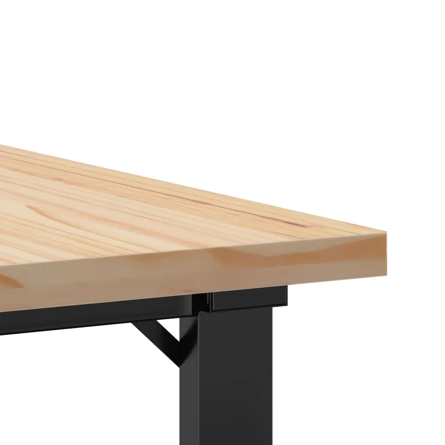 Table basse cadre en O 70x70x40,5cm bois de pin massif et acier - 7