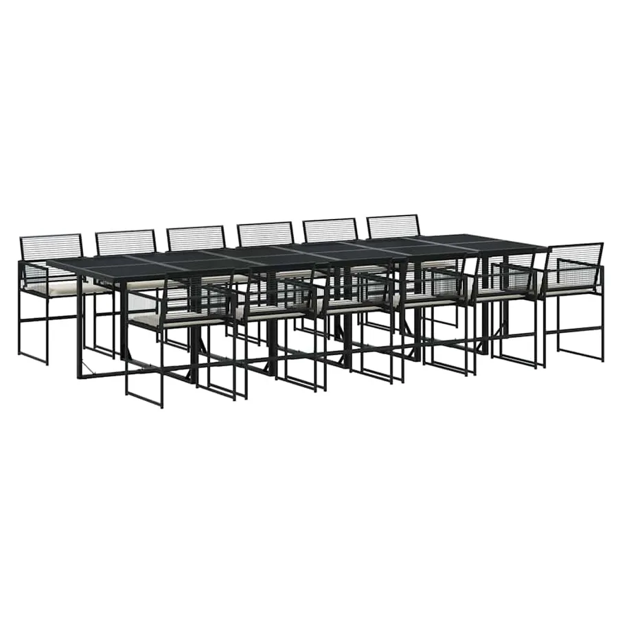Ensemble à manger de jardin 13 pcs coussins noir résine tressée - 2