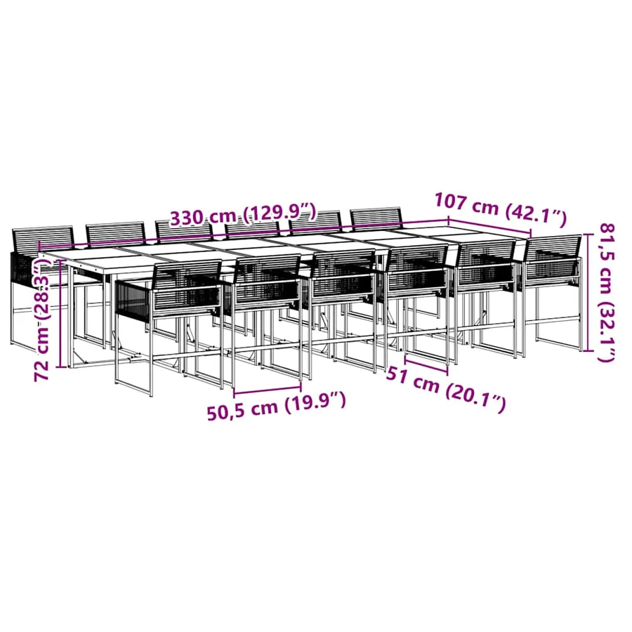 Ensemble à manger de jardin 13 pcs coussins noir résine tressée - 9