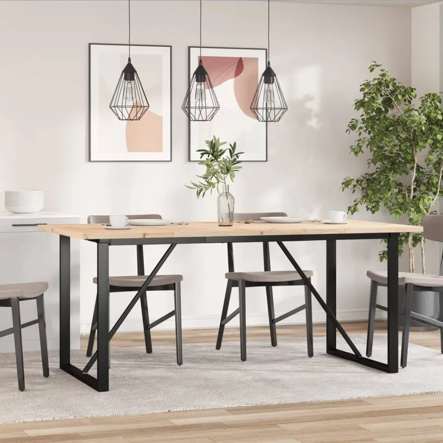 Table à manger cadre en O 180x90x75,5 cm bois pin massif acier - 3
