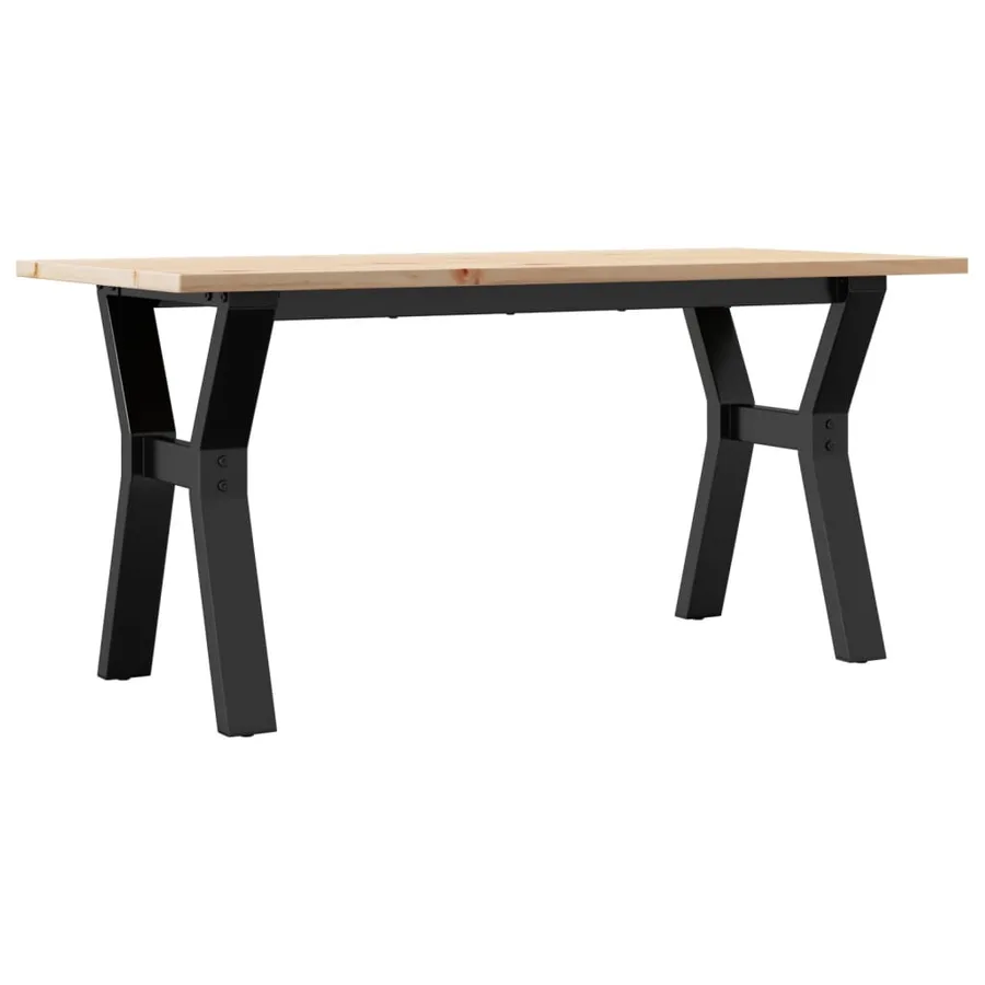 Table basse cadre en Y 100x50x45 cm bois de pin massif et acier - 2