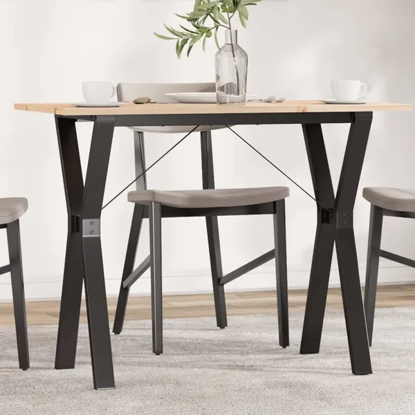 Table à manger cadre en Y 100x50x75 cm bois de pin massif acier