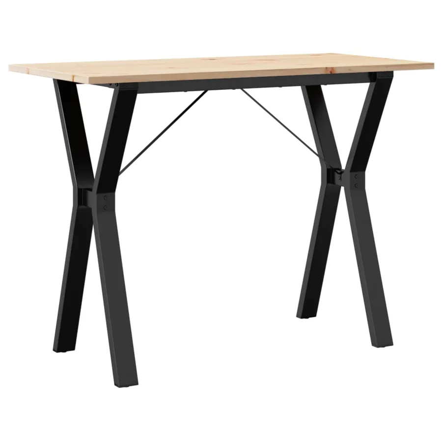 Table à manger cadre en Y 100x50x75 cm bois de pin massif acier - 2