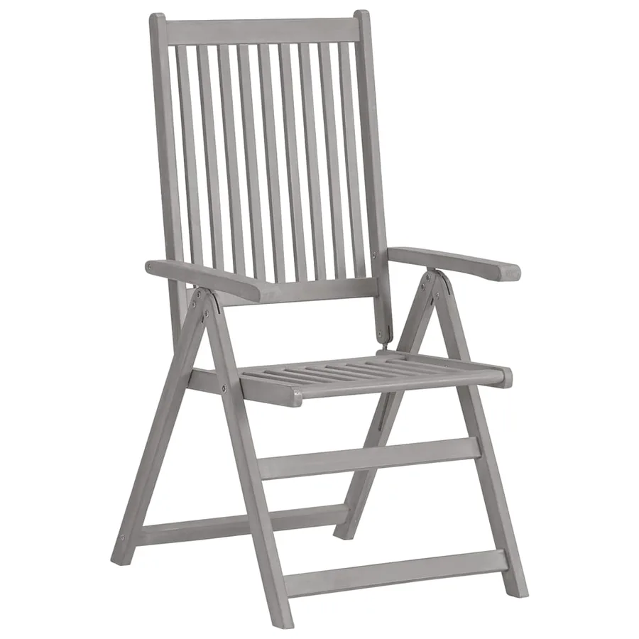 Chaises inclinables de jardin et coussins lot de 8 Gris Acacia - 4
