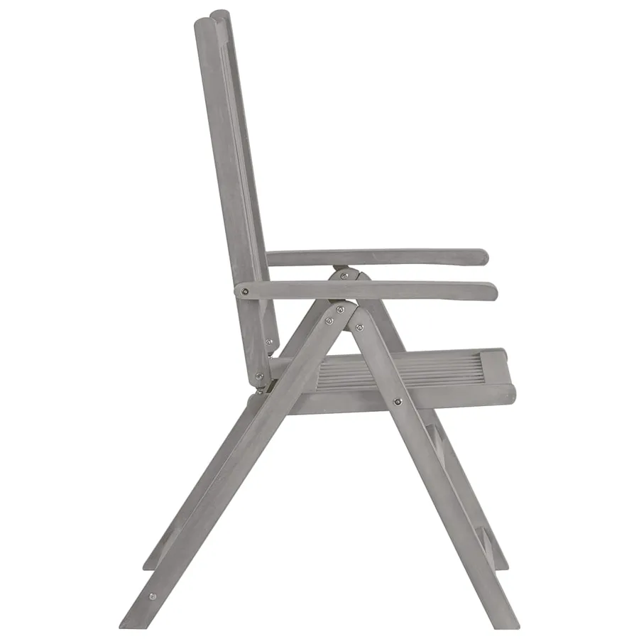 Chaises inclinables de jardin et coussins lot de 8 Gris Acacia - 5