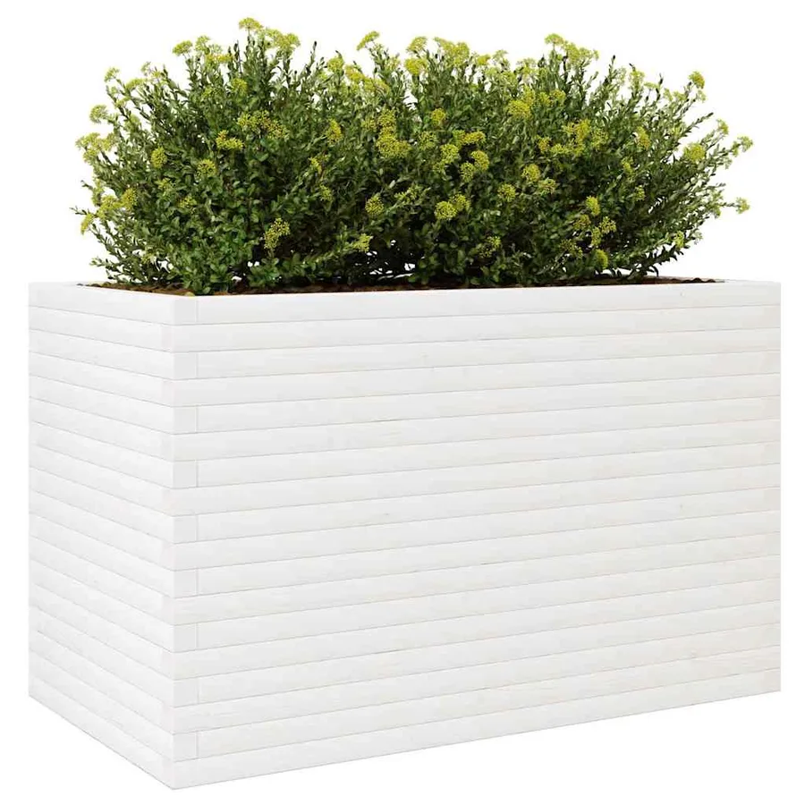 Jardinière blanc 110x60x68,5 cm bois de pin massif - 4