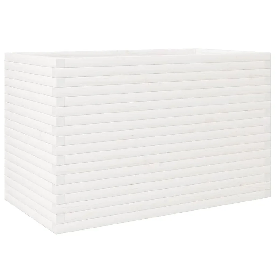 Jardinière blanc 110x60x68,5 cm bois de pin massif - 7