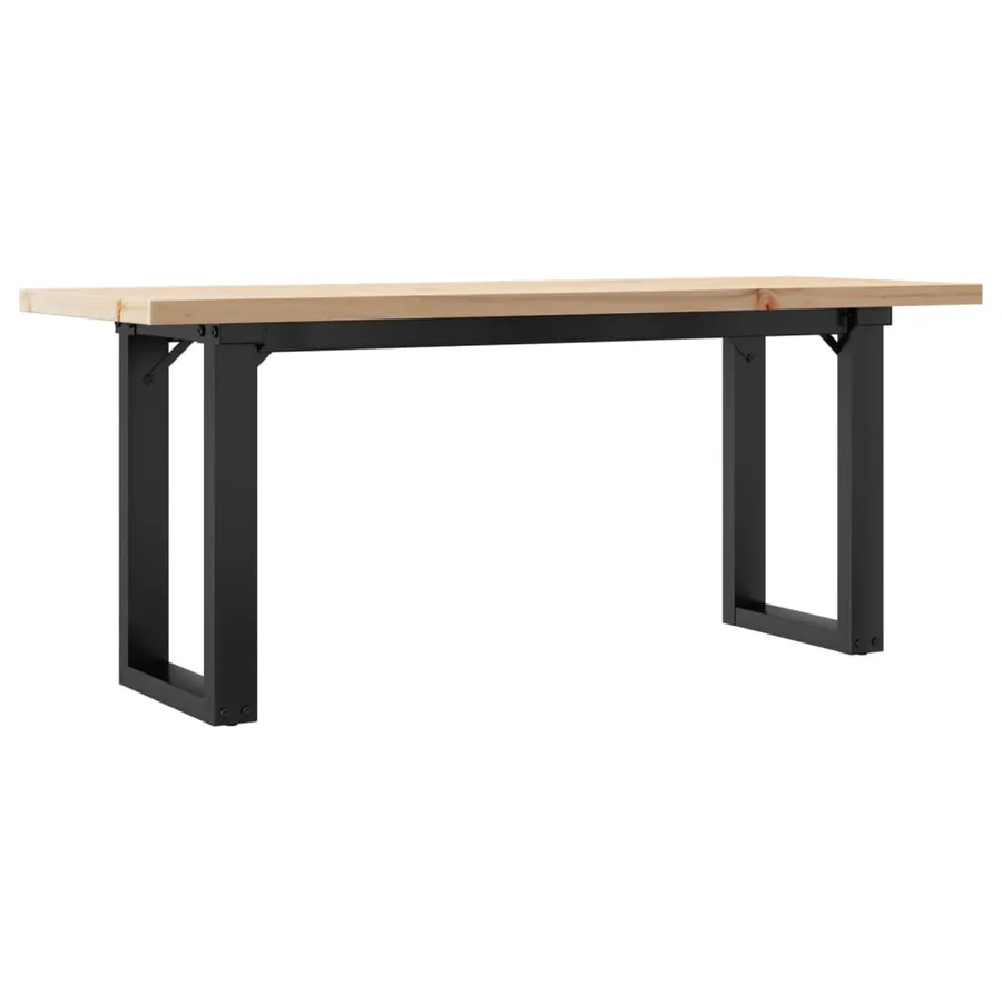 Table basse cadre en O 110x40x45,5 cm bois de pin massif acier - 2