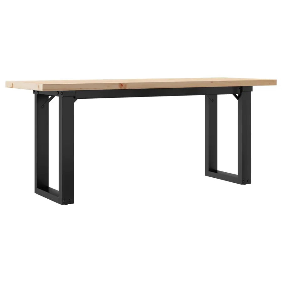 Table basse cadre en O 110x40x45,5 cm bois de pin massif acier - 6