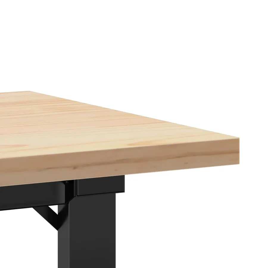 Table basse cadre en O 110x40x45,5 cm bois de pin massif acier - 7