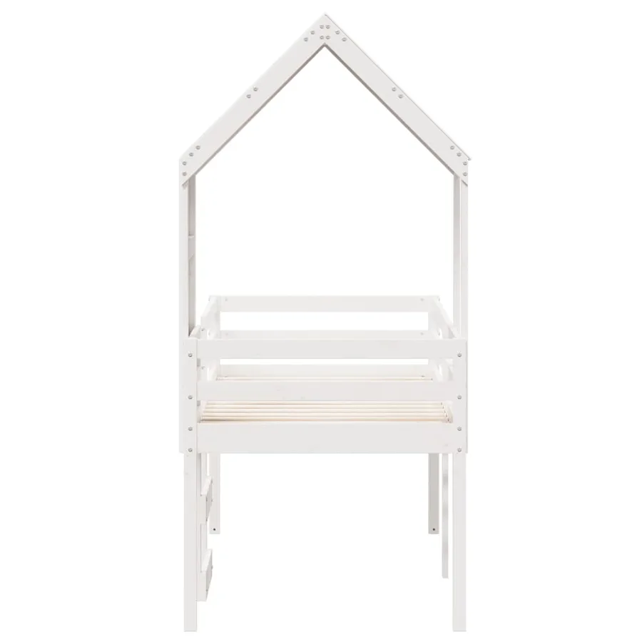 Lit haut sans matelas blanc 90x200 cm bois de pin massif - 7
