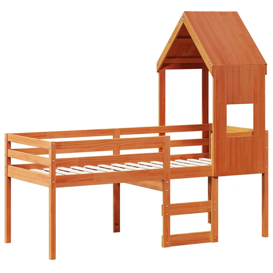 Lit haut sans matelas cire marron 75x190 cm bois de pin massif - 3