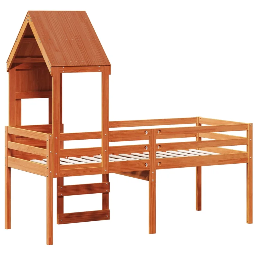 Lit haut sans matelas cire marron 75x190 cm bois de pin massif - 8