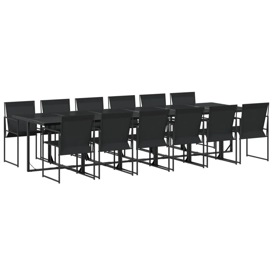 Ensemble à manger de jardin 13 pcs noir textilène - 2