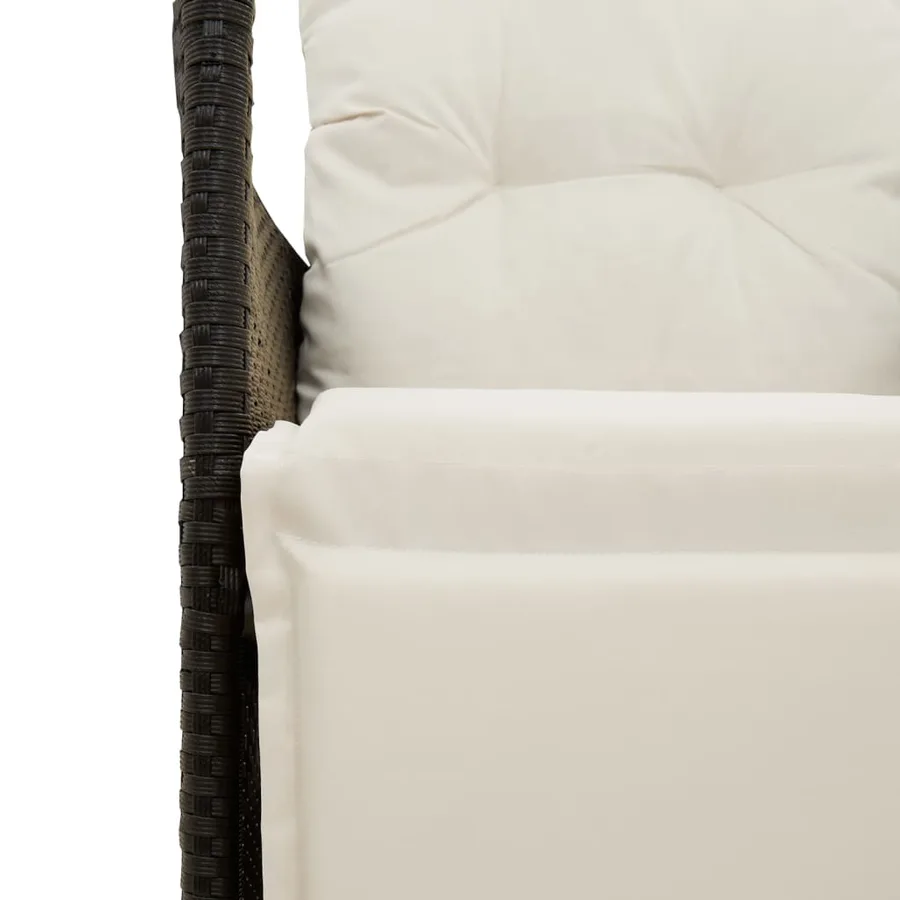 Ensemble de bistro 3 pcs avec coussins noir résine tressée - 7