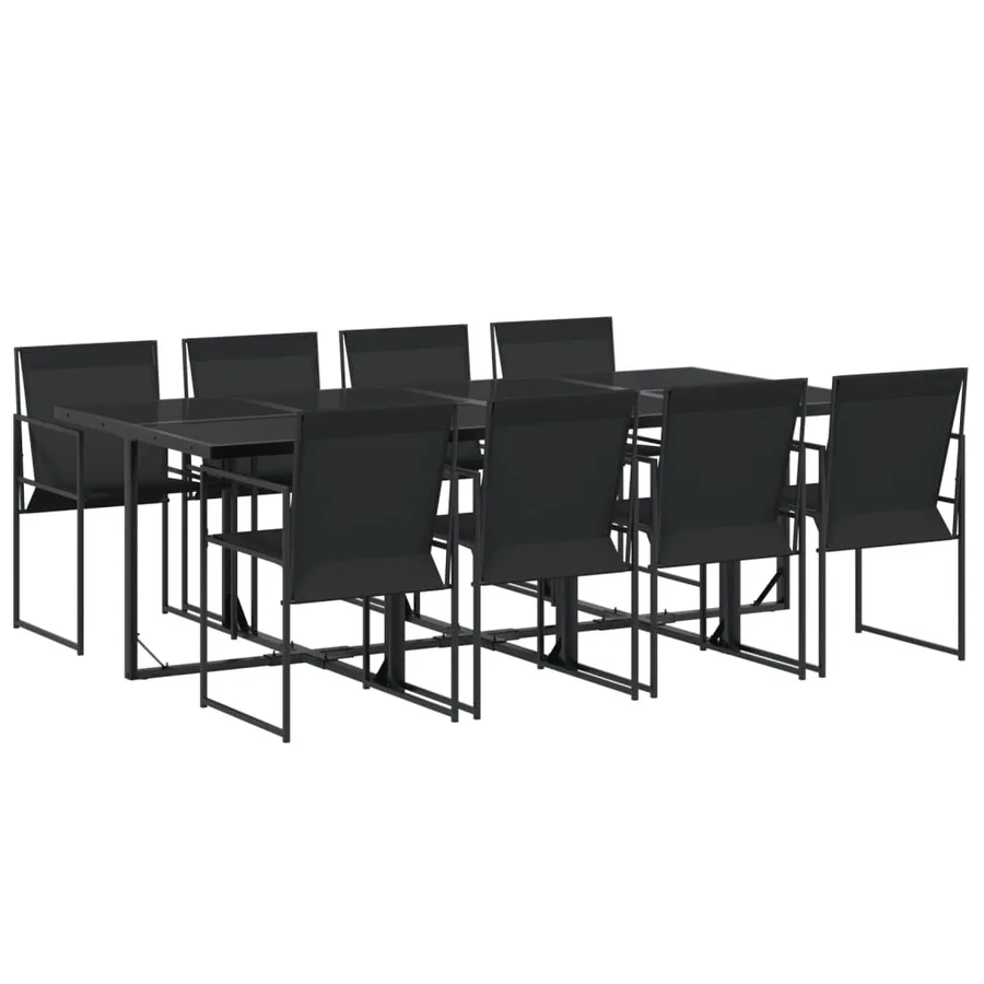 Ensemble à manger de jardin 9 pcs noir textilène - 2