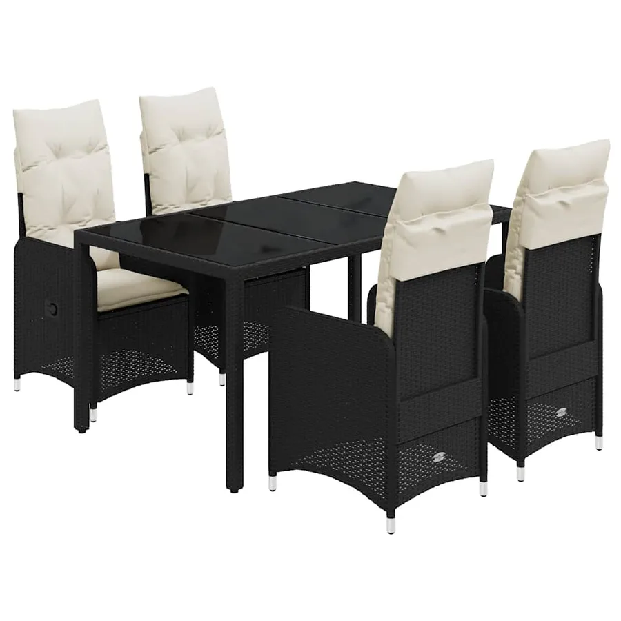 Ensemble de bistro de jardin 5 pcs coussins noir poly rotin - 2