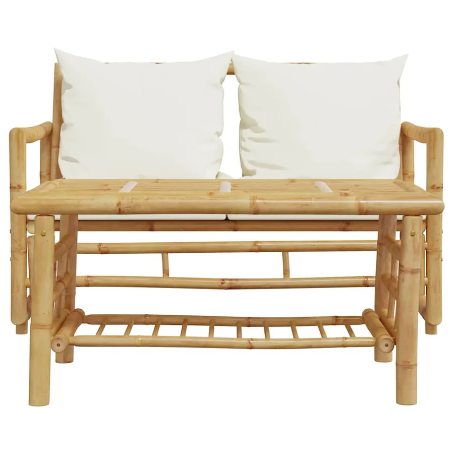 Ensemble de canapés de jardin 2 pièces avec coussins en bambou - 4