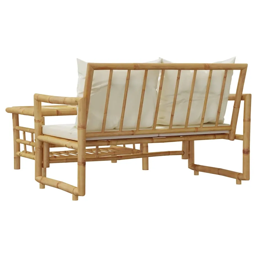 Ensemble de canapés de jardin 2 pièces avec coussins en bambou - 6