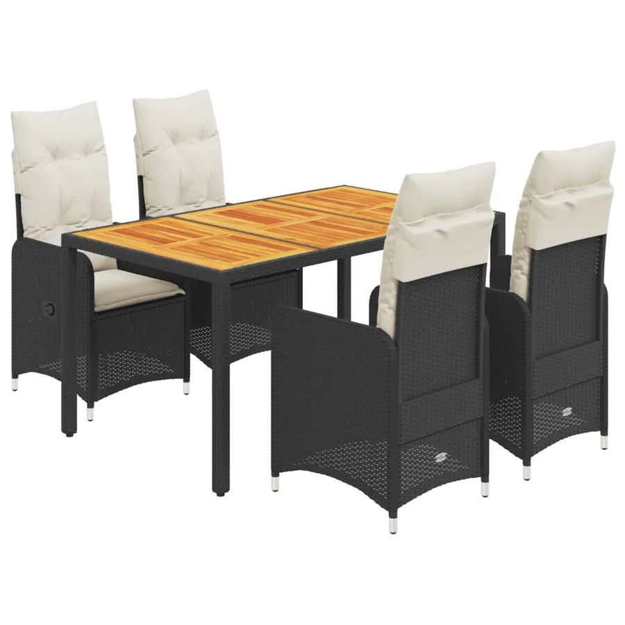 Ensemble de bistro de jardin 5 pcs coussins noir poly rotin - 2