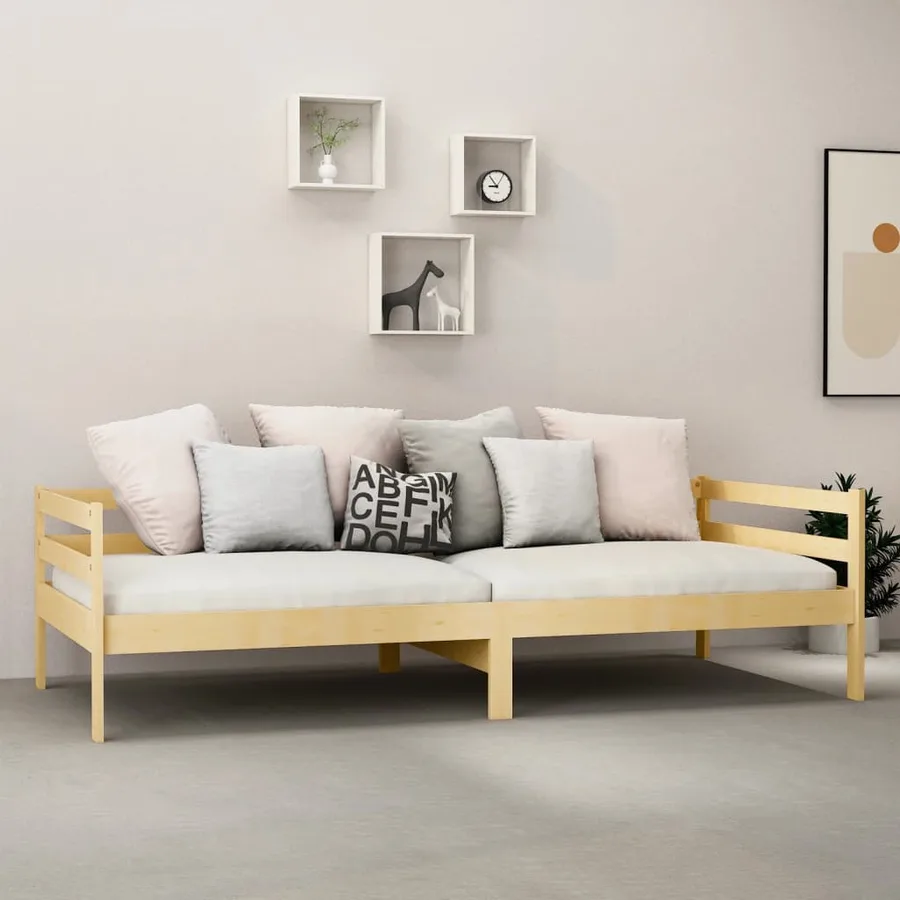 Lit de repos avec matelas 90x200 cm Bois de pin massif - 3