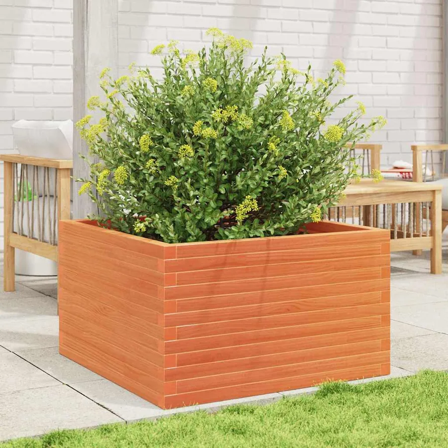 Jardinière cire marron 80x80x46 cm bois de pin massif - 3